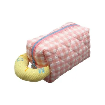 ZHIYIN Refreshing Plaid Skincare Storage Bag, Portable Storage Bag For Women's Toiletries Make up Tools