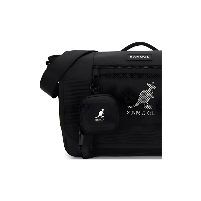 KANGOL Nylon Messenger Bag, Crossbody Bag, Shoulder Bag Unisex Black-2