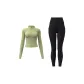 Cardamom Green Coat+Starburst Black Ankle-Length Pants