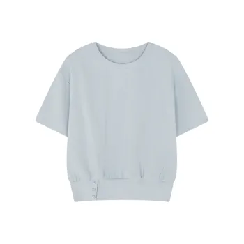 Mo Han Yi Mei T Shirt Women's Light Gray Blue