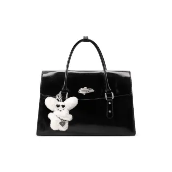 ONE TIME Synthetic Leather Backpack Handbag Regular Women's Black Oil Wax