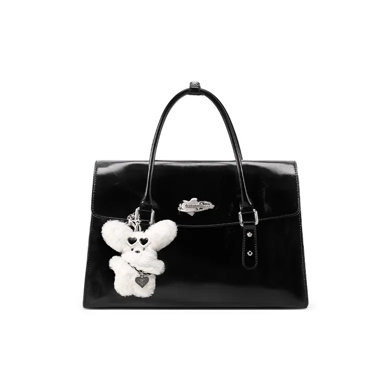 ONE TIME Synthetic Leather Backpack Handbag Regular Women's Black Oil Wax-0