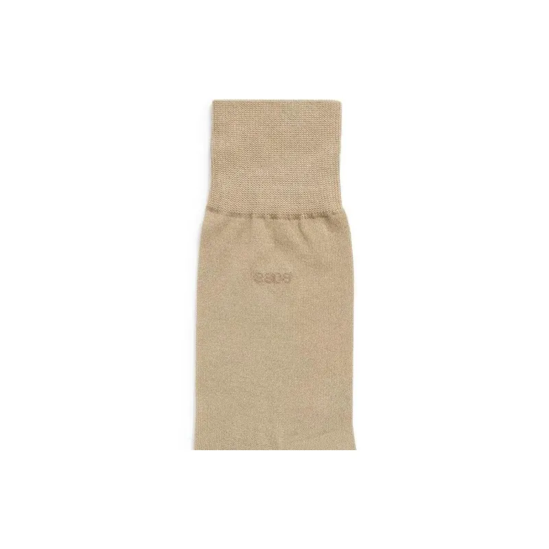 HUGO BOSS Regular-Length Logo Socks In Mercerised Egyptian Cotton Mid-Calf Socks Men's Coffee-2