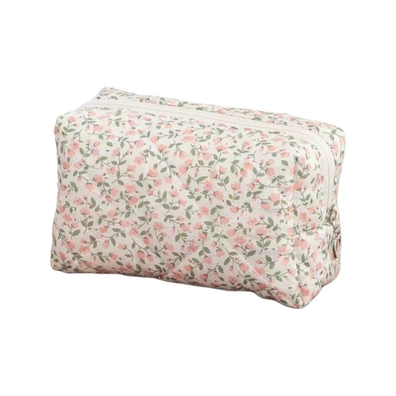 ZHIYIN Pink Floral Lipstick Storage Bag, Skincare Product Storage Bag, Large Capacity Toiletry Bag Make up Tools-0