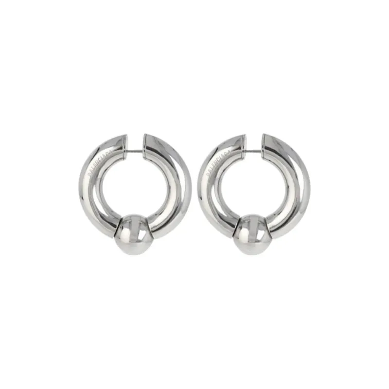 Balenciaga Brass Earrings Men's Silver-2