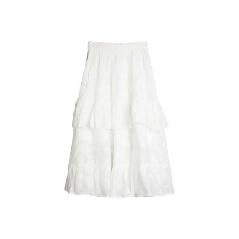 ELLE Casual Long Skirts Women's White-0