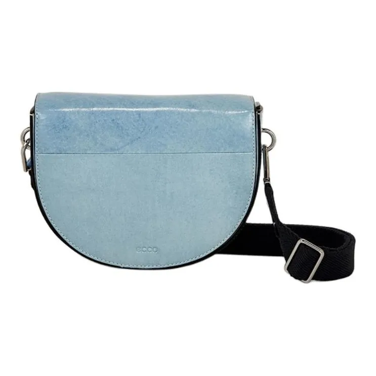 Ecco Cow Leather Saddle Bag, Shoulder Bag Medium Size Women's Light Blue-0