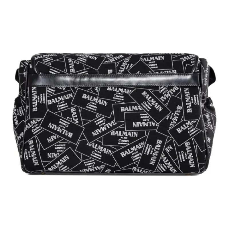 BALMAIN Cotton Shoulder Bag Unisex Black-2