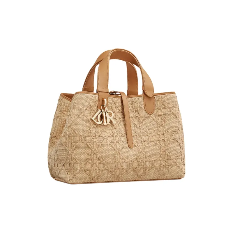 DIOR Toujours Fabric One Shoulder Handbag Medium Size Women's Natural-1