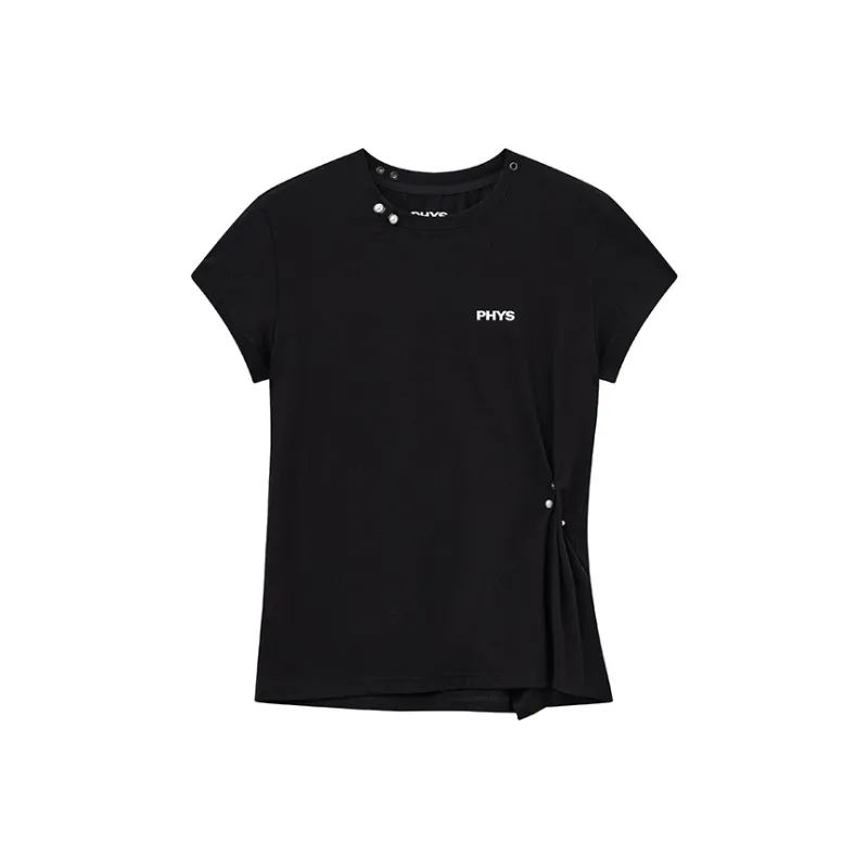 WULISHAONIAN Detachable Pearl Nose Ring Shoulder Small Flying Sleeve Short Sleeved T Shirts Unisex-2