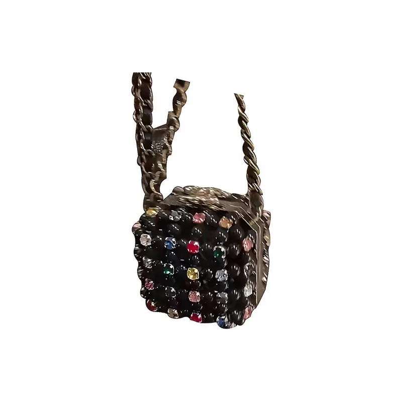 CHANEL Glazed Pearls With Rhinestone Evening Bag, Crossbody Bag, Shoulder Bag Trumpets Women's Black & Multicolor-0