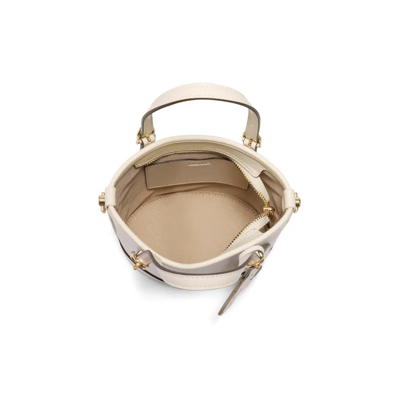 BELLE Artificial Leather Bucket Bag, Shoulder Bag, Crossbody Bag, Handbag Medium Size Women's Coffee/Apricot/White-16