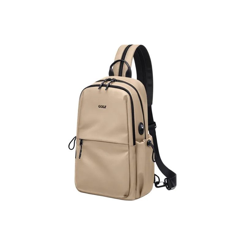GOLF Fabric Double Shoulder Sling Bag Men's Black/Antler Brown-6