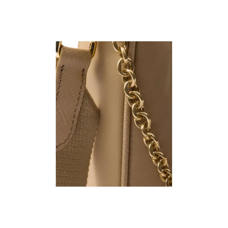 PRADA Re EditionRe Nylon Fabric Crossbody Bag, Shoulder Bag Women's Cork Beige & Dark Green-4