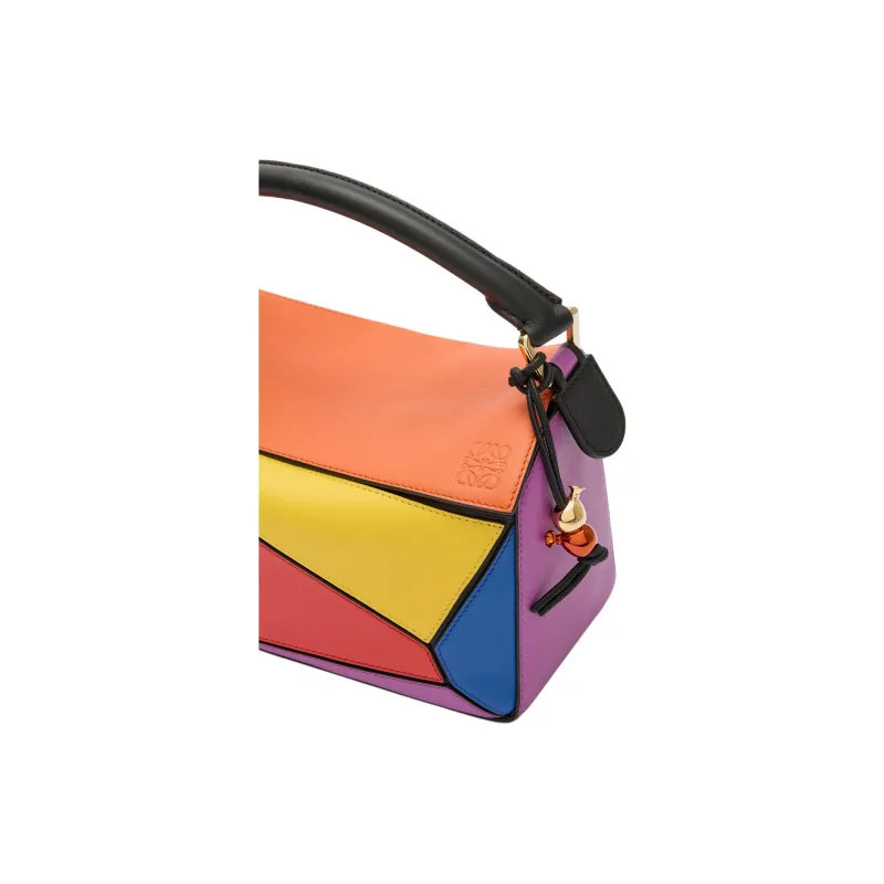 LOEWE Puzzle Classic Cow Leather Shoulder Bag, Crossbody Bag, Handbag Trumpets Women's Red & Yellow & Purple-6