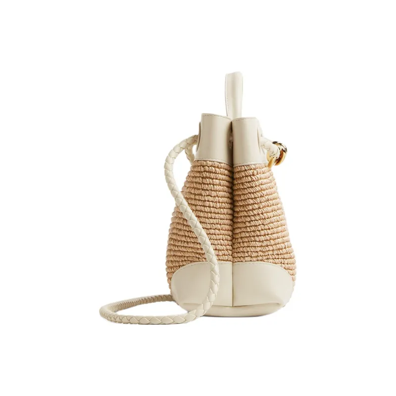 Bottega Veneta Andiamo Series Fabric Handbag Trumpets Women's Sea Salt Color/Natural-1