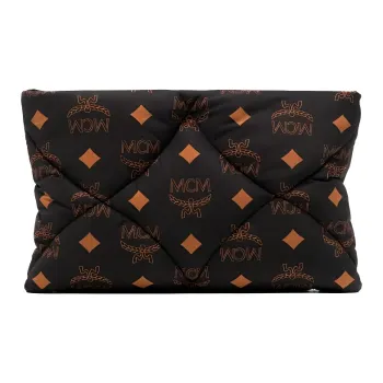 MCM Nylon Clutch Large Size Unisex Black