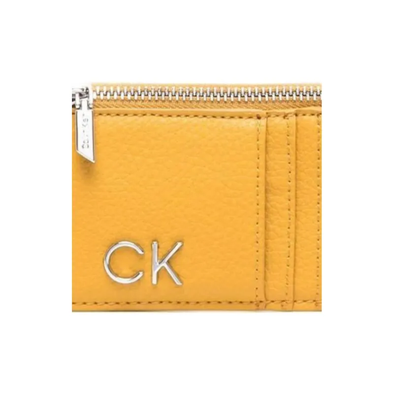 CALVIN KLEIN Leather Card Holder Card Holder Women's Yellow-2