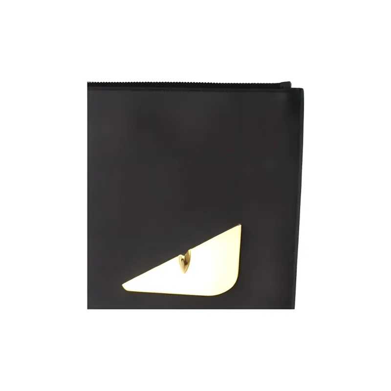 FENDI Cow Leather Clutch Men's Black/Silver White-4