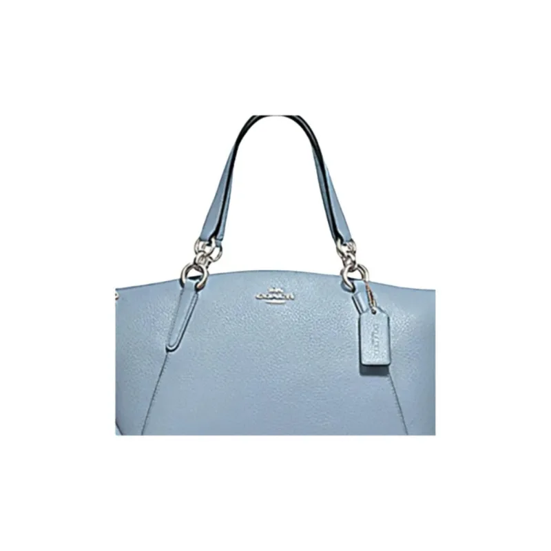 COACH Kelsey Leather Dumpling Bag, Shoulder Bag, Crossbody Bag, Handbag Women's Light Blue-4