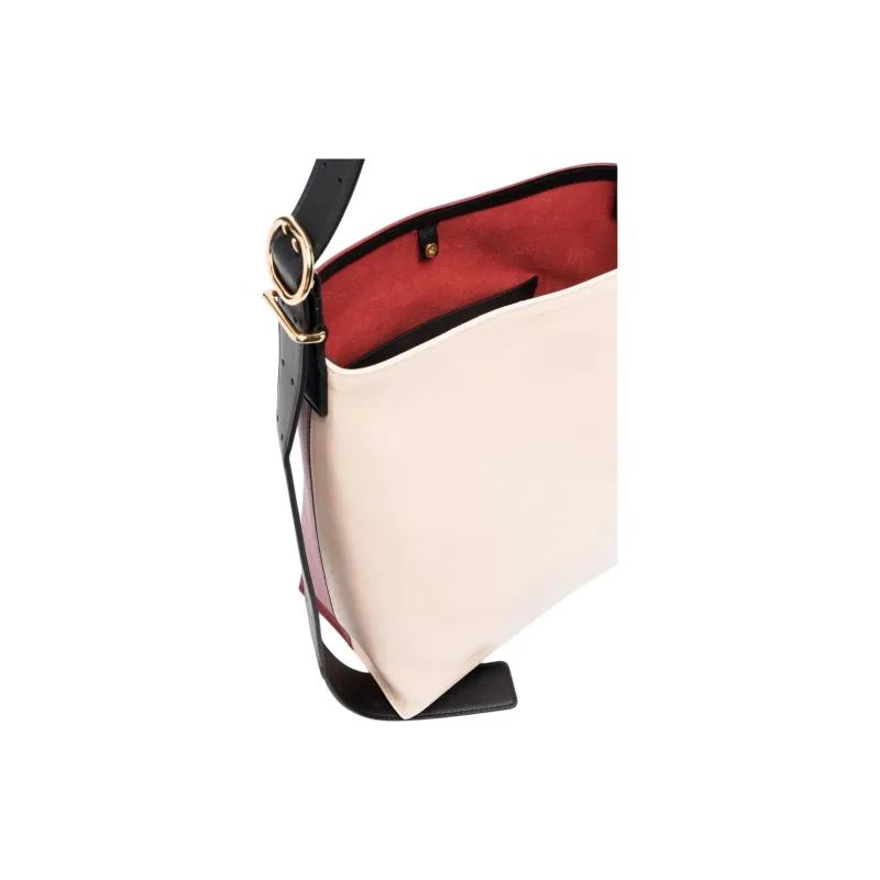 JIL SANDER Calfskin Shoulder Bag Women's White & Red-2