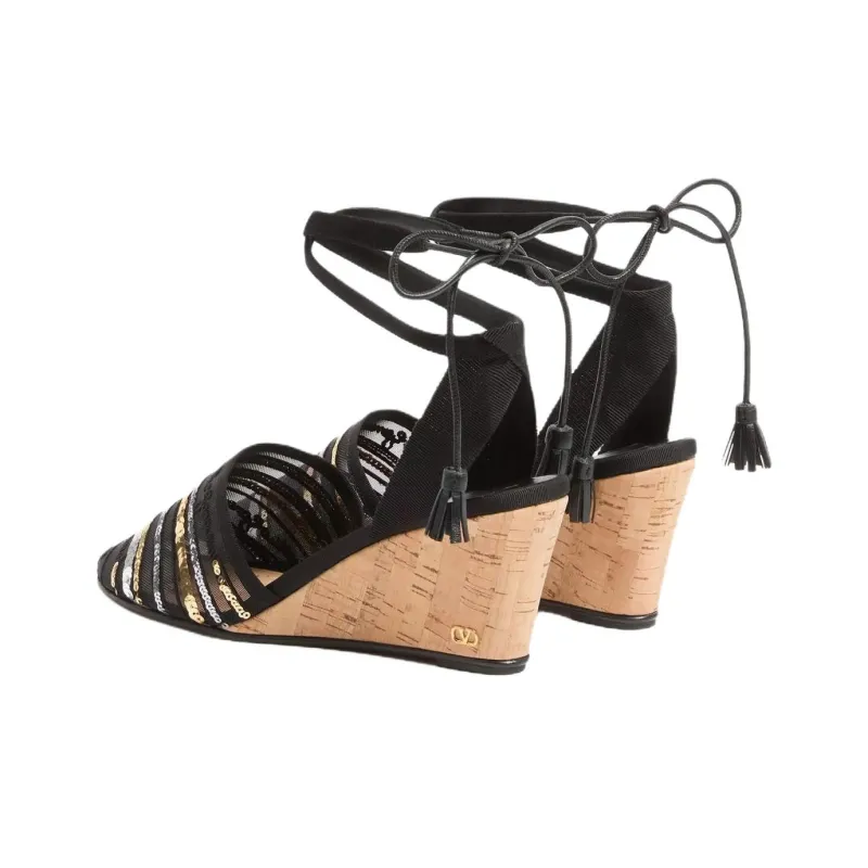 Valentino LA CRUISETTE Wedge Heel High Heels 7.5cm Women's Black-3