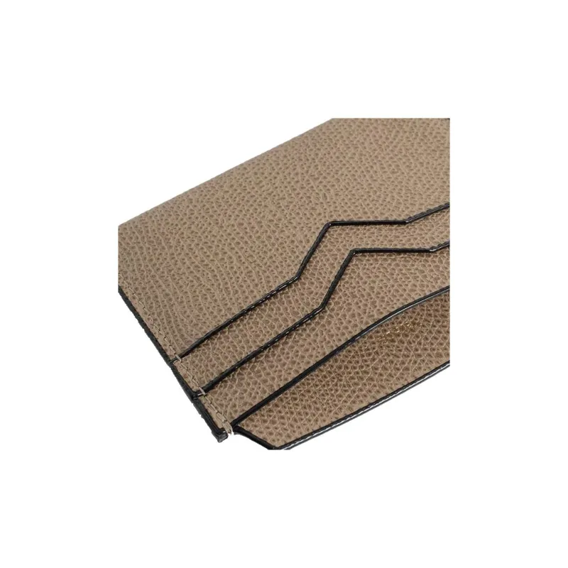 Valextra Grain Leather Card Holder Mini Unisex Oyster-4