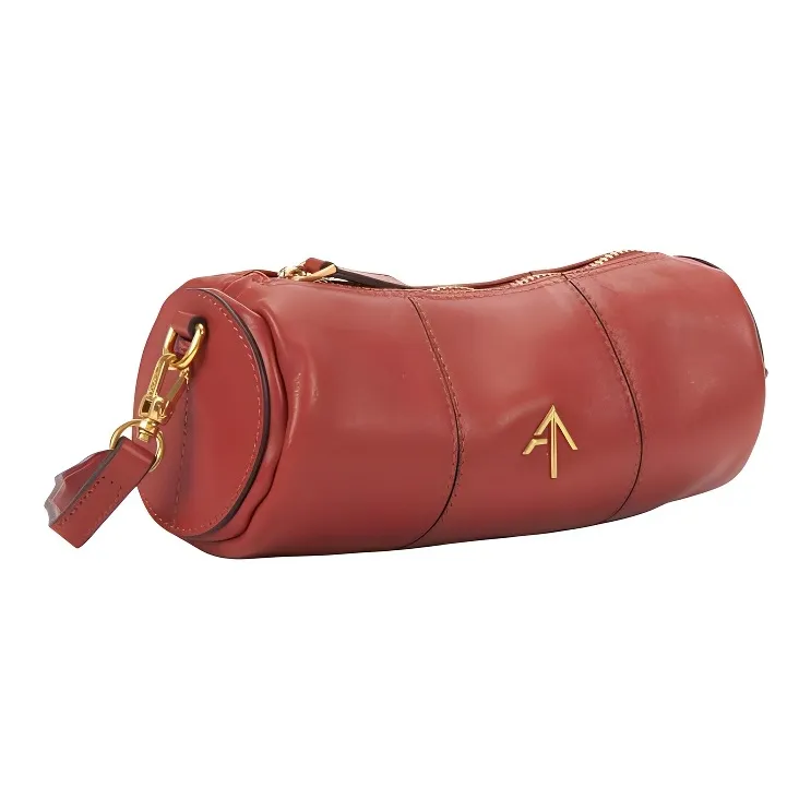 Manu Atelier Cylinder Leather Shoulder Bag Arrow Bag Cylinder Bag Baguette Bag One Shoulder Handbag Women's Dark Red-1