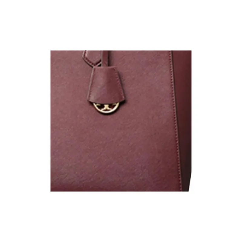 TORY BURCH Robinson Leather Tote Bag, Shoulder Bag Women's Burgundy-3