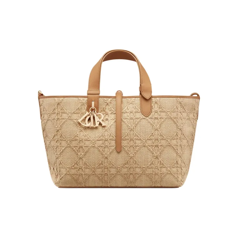 DIOR Toujours Fabric One Shoulder Handbag Medium Size Women's Natural-0
