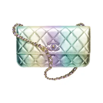 CHANEL Gradient Metal Texture Lambskin Shoulder Bag, Crossbody Bag Tubas Women's Iridescent Pink & Purple & Green