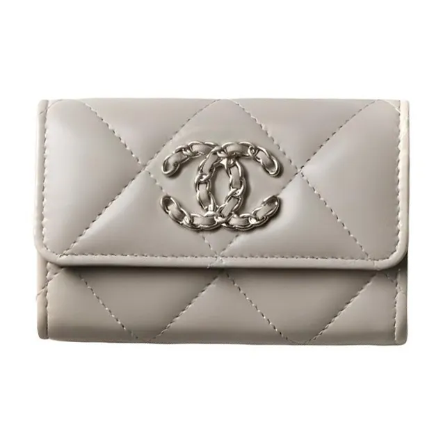 CHANEL Lambskin Wallet, Card Holder Regular Women's Gray-0