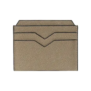 Valextra Grain Leather Card Holder Mini Unisex Oyster