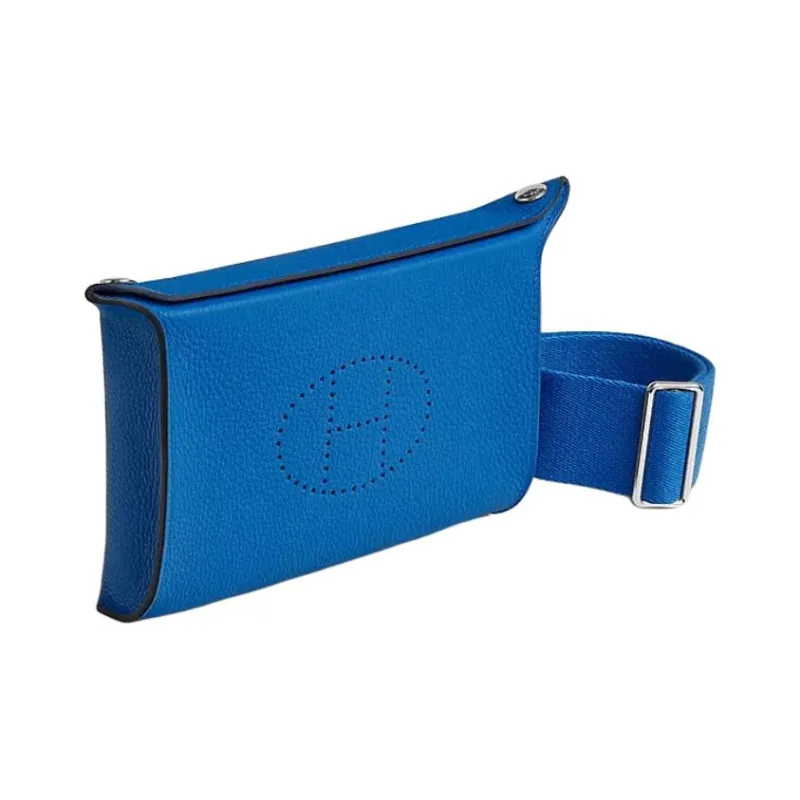 HERMES Videpoches Togo Calfskin Shoulder Bag Men's I7 Bleu Zellige Mosaic Blue-1