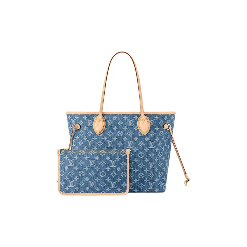 LOUIS VUITTON NEVERFULL Monogram Denim Fabric Tote Bag, Shopping Bag, Shoulder Bag Medium Size Women's Blue-2