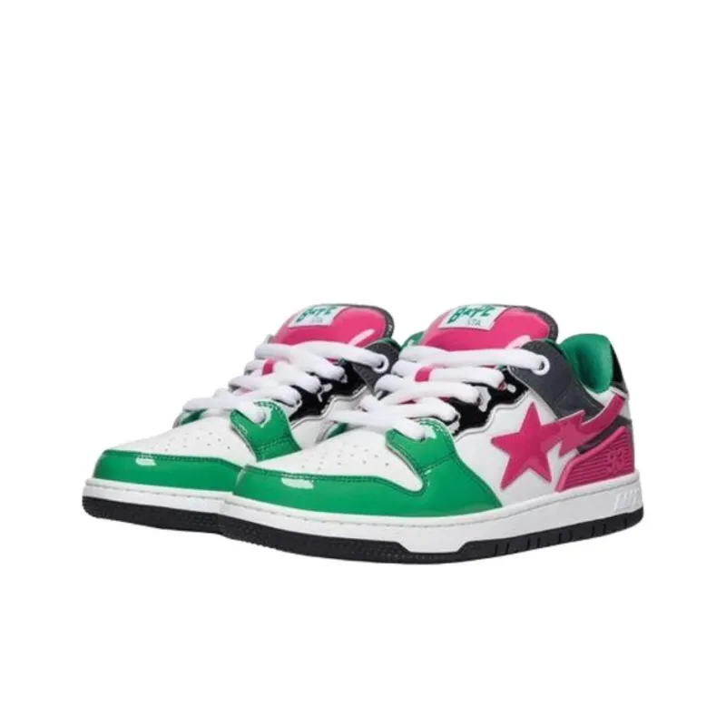 A BATHING APE Bape Low Top Skateboard Shoes Men's Green-1