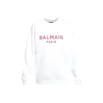 BALMAIN Printed Logo Sweatshirt 'Blanc/Rose'