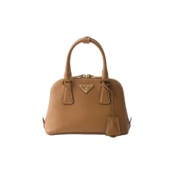 PRADA Saffiano Cow Leather Handbag Women's Brown