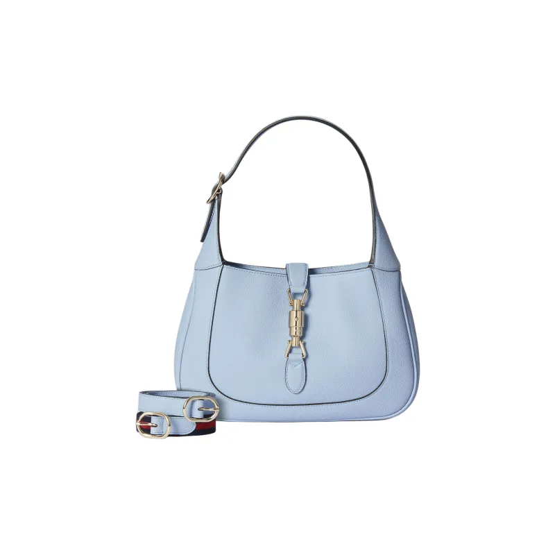 GUCCI Jackie 1961 Leather Crossbody Bag, Shoulder Bag Medium Size Women's Light Blue-0
