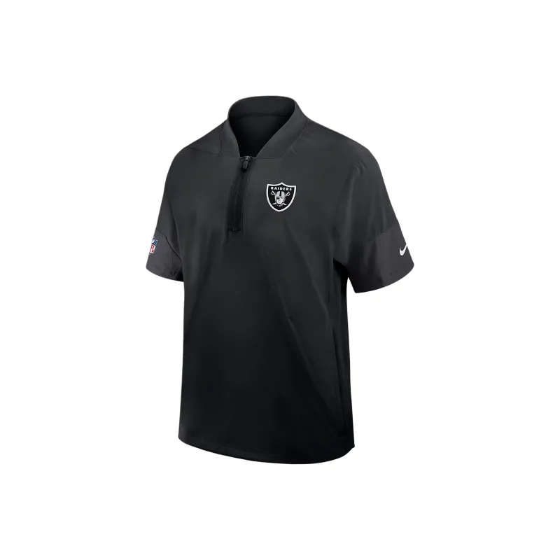 Nike Las Vegas Raiders Sideline Coach Men's Nike Nfl 1/2 Zip Short Sleeve Hooded Jacket-0