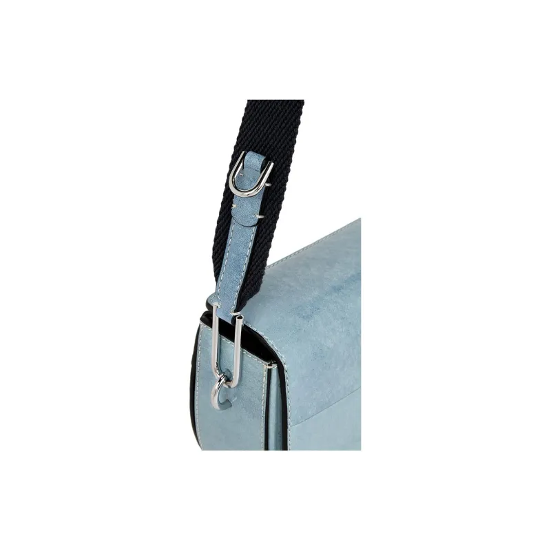 Ecco Cow Leather Saddle Bag, Shoulder Bag Medium Size Women's Light Blue-4