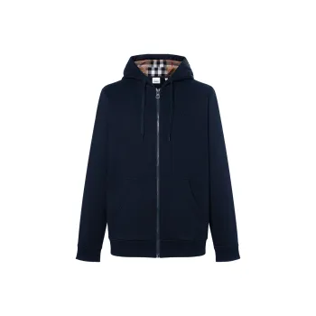 Burberry Hove Check Embroidery Logo Zip Hoodie