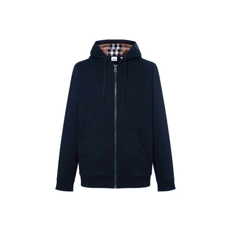 Burberry Hove Check Embroidery Logo Zip Hoodie-0