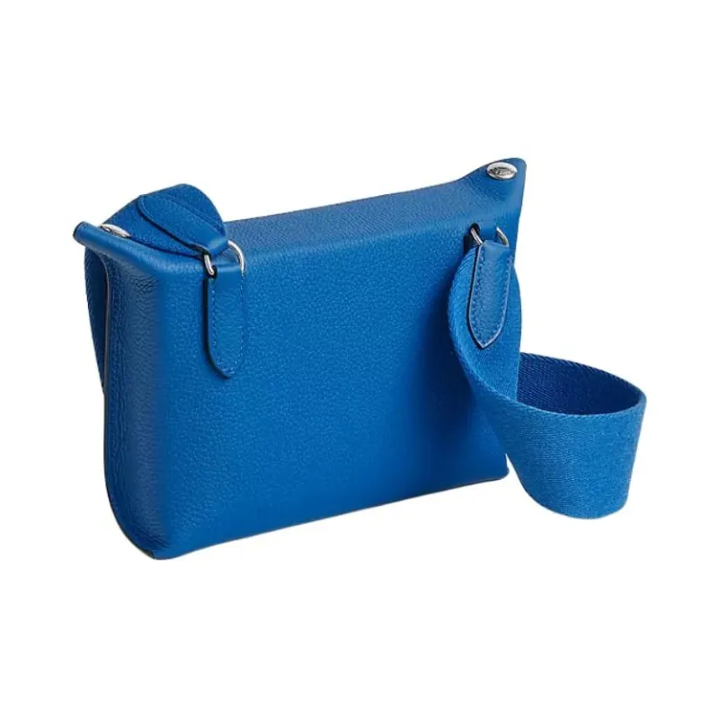 HERMES Videpoches Togo Calfskin Shoulder Bag Men's I7 Bleu Zellige Mosaic Blue-2