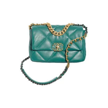CHANEL 19Bag Sheepskin Flap Bag Handbag, Shoulder Bag, Crossbody Bag Women's Dark Green