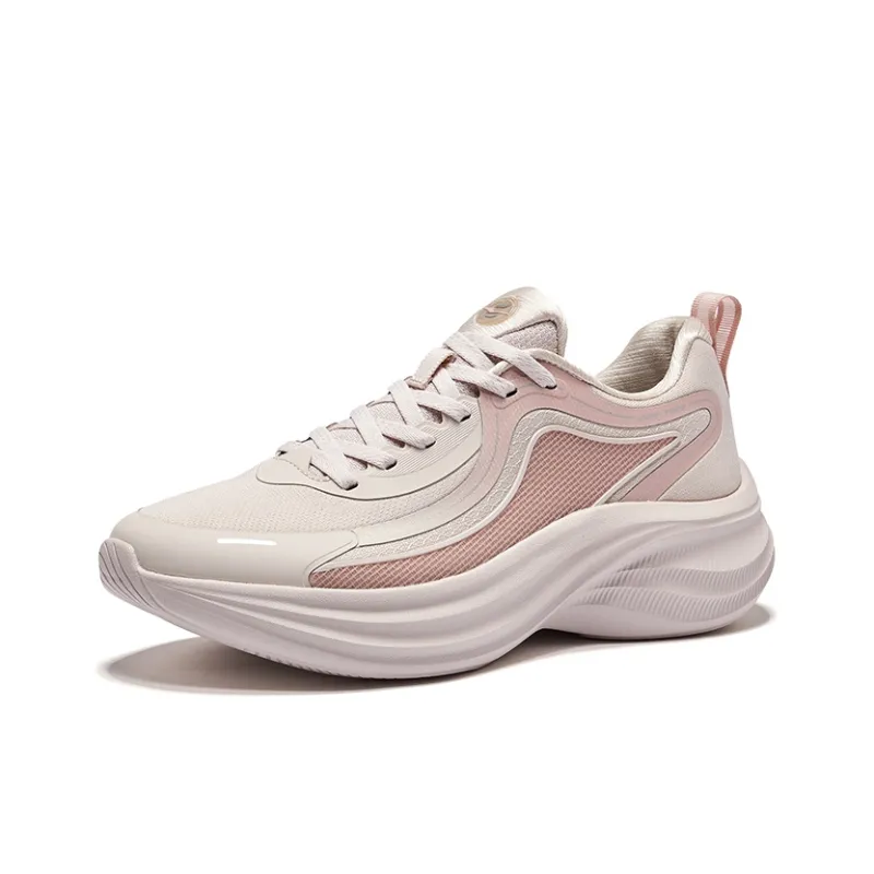 Erke Cushioning Height Increase Low Top Casual Running Shoes Women's Painted Gray Clay Pink-2
