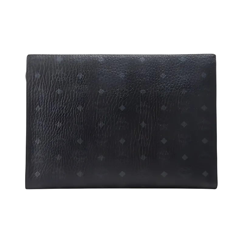 MCM Essential Visetos Origina Coated Canvas Clutch Large Size Men's Black-3