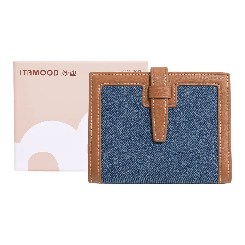 Miao Di Fabric Anti Skimming Wallet Women's Denim Blue-0