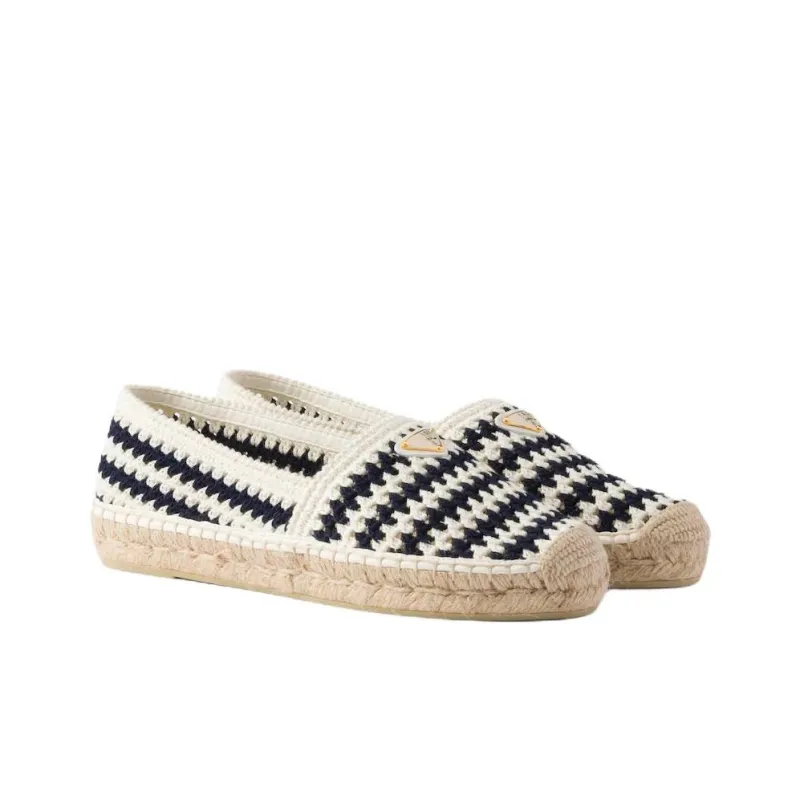 PRADA Crochet Espadrilles Women's Marine Blue-2