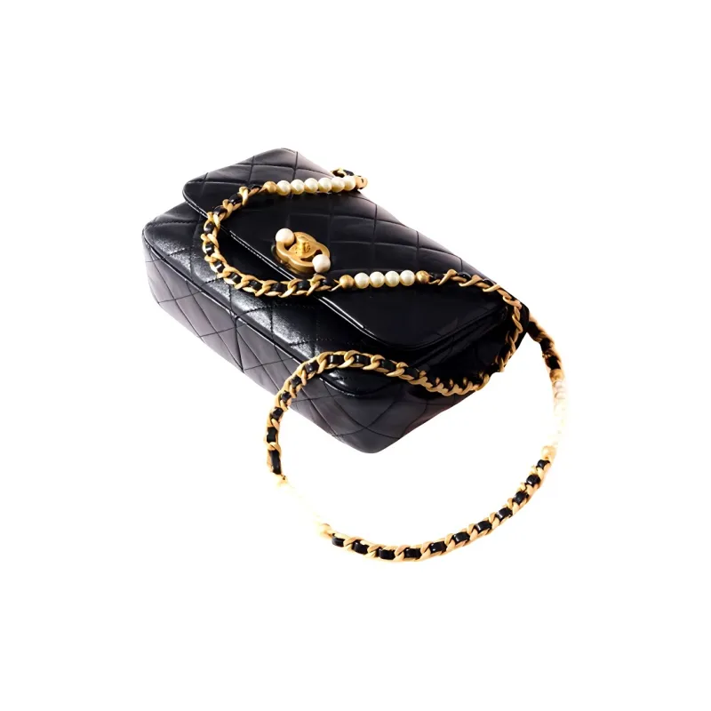 CHANEL 22c Early Spring Calfskin Flap Bag, Crossbody Bag, Shoulder Bag Women's Black-2
